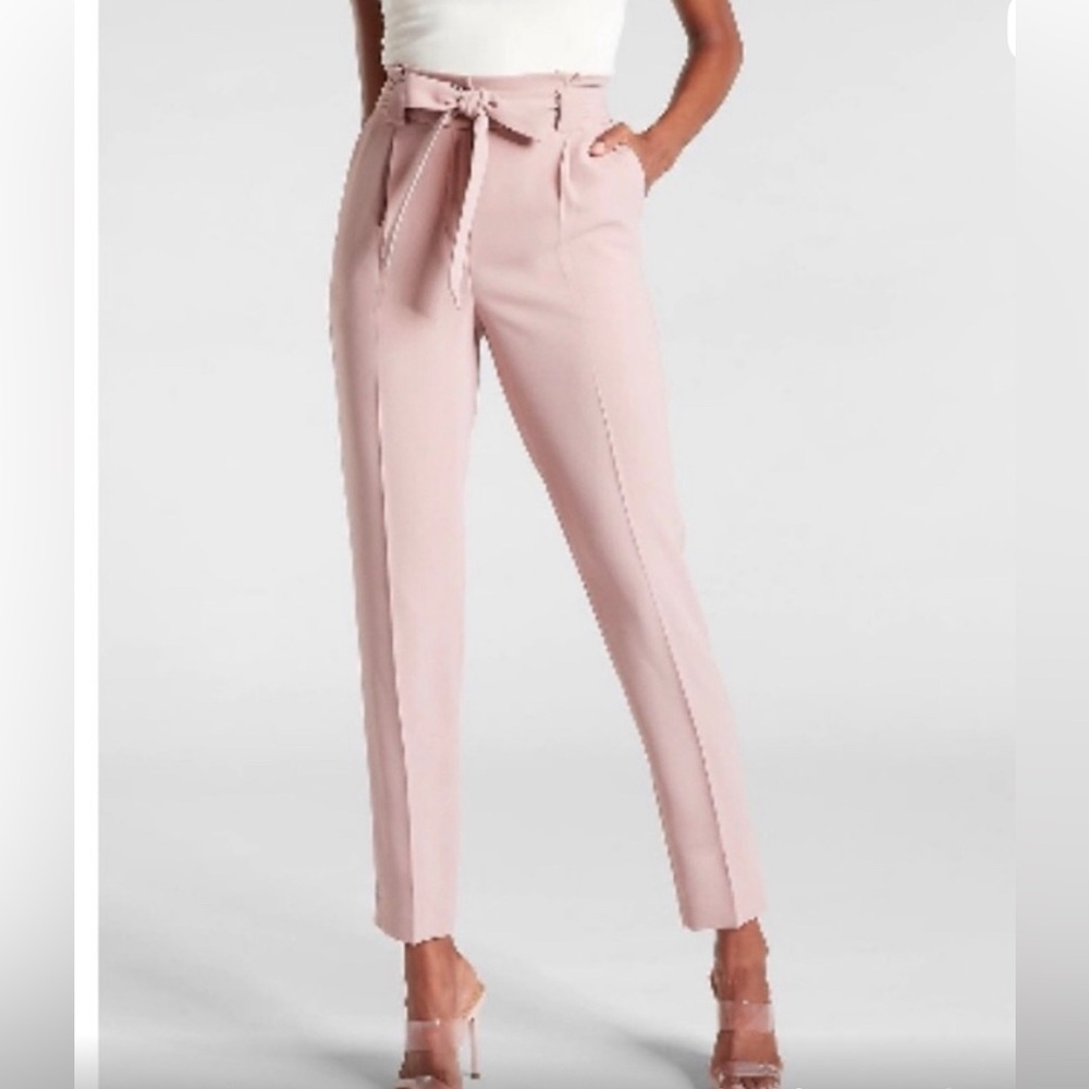 Express Paper Bag Dress Pants - Blush Pink - 4S